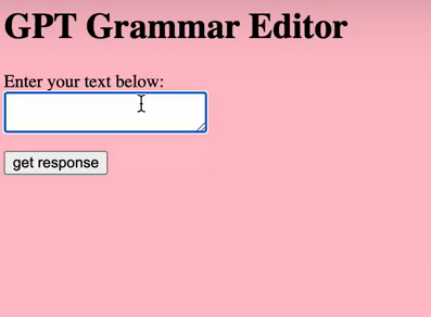GPT Grammarly site homepage with links to Ask questions to GPT, Index, About, and Team pages.